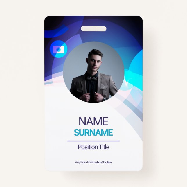 Badge Employé Personnalisé - Photo, Adresse, Logo, Nom,  (Devant)