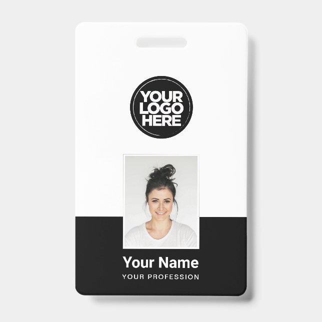 Badge Employé Personnalisé - Photo, Code-Barre, Grand Lo (Face)