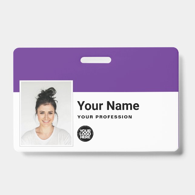 Badge Employé Personnalisé - Photo, Code Barre, Logo, No (Avant)