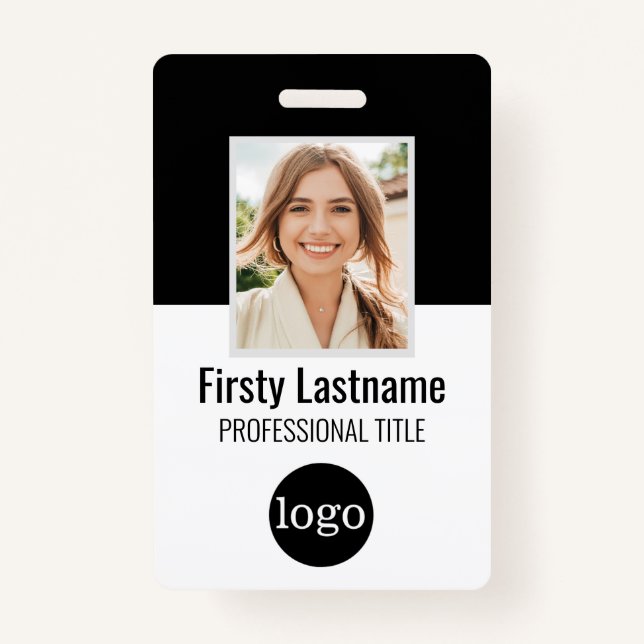 Badge Employé Personnalisé - Photo, Code Barre, Logo, No (Devant)