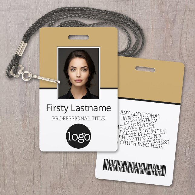 Badge Employé Personnalisé - Photo, Code Barre, Logo, No (Custom Employee ID Badge with Photo, Logo and Scan Code)