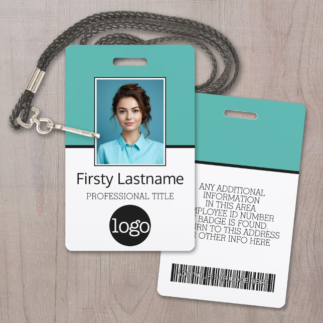 Badge Employé Personnalisé - Photo, Code Barre, Logo, No (Custom Employee ID Badge with Photo, Logo and Scan Code)
