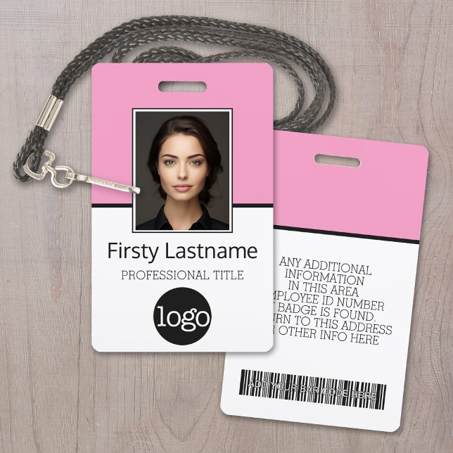 Badge Employé Personnalisé - Photo, Code Barre, Logo, No (Custom Employee ID Badge with Photo, Logo and Scan Code)