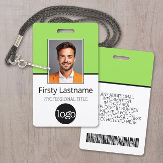Badge Employé Personnalisé - Photo, Code Barre, Logo, No