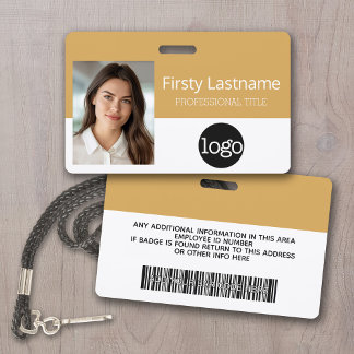 Badge Employé Personnalisé - Photo, Code Barre, Logo, No