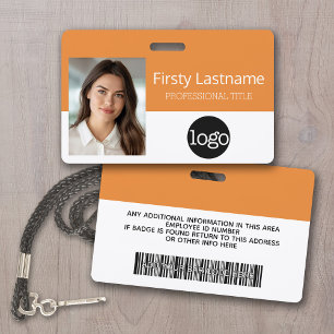 Badge Employé Personnalisé - Photo, Code Barre, Logo, No