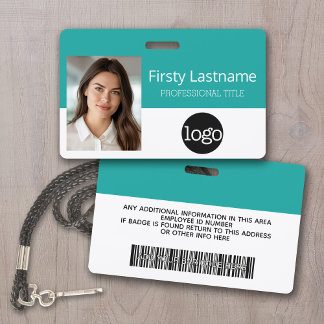 Badge Employé Personnalisé - Photo, Code Barre, Logo, No