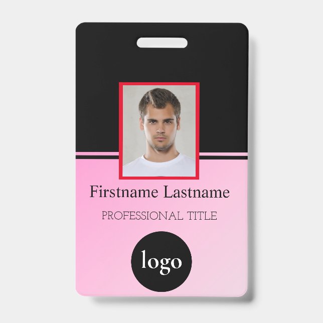 Badge Employé Personnalisé - Photo, Code Barre, Logo, No (Avant)