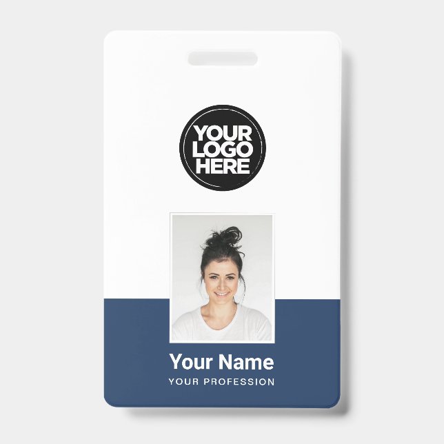 Badge Employé personnalisé - Photo, code-barres, grand l (Face)