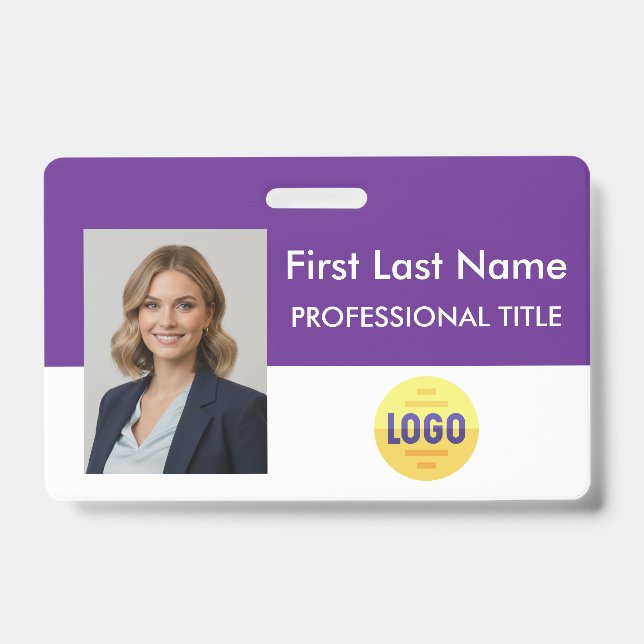 Badge Employé personnalisé - Photo, Code-barres, L (Avant)