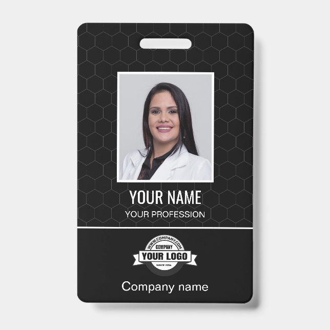 Badge Employé Personnalisé - Photo, Code-Barres, L (Avant)