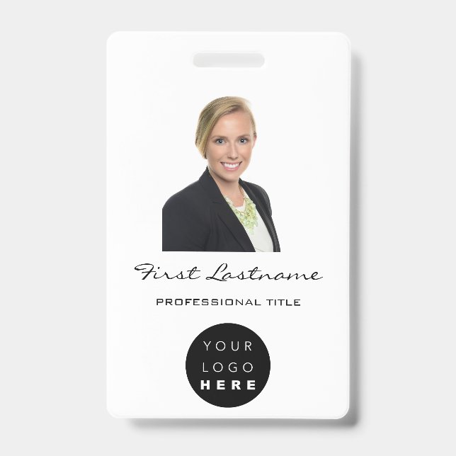 Badge Employé Personnalisé Photo Code-Barres Logo  (Avant)