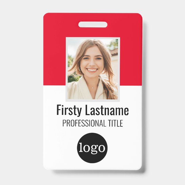 Badge Employé personnalisé - Photo, code-barres, logo, b (Avant)