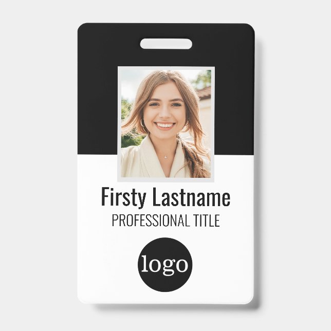 Badge Employé personnalisé - Photo, code-barres, logo, b (Avant)