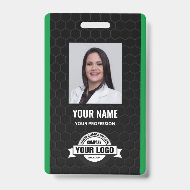 Badge Employé personnalisé - Photo, code-barres, logo, b (Avant)