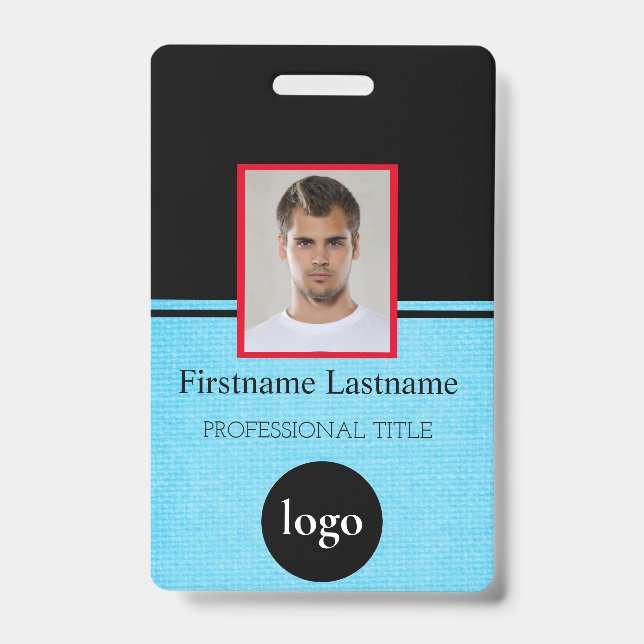 Badge Employé personnalisé - Photo, code-barres, logo, i (Avant)