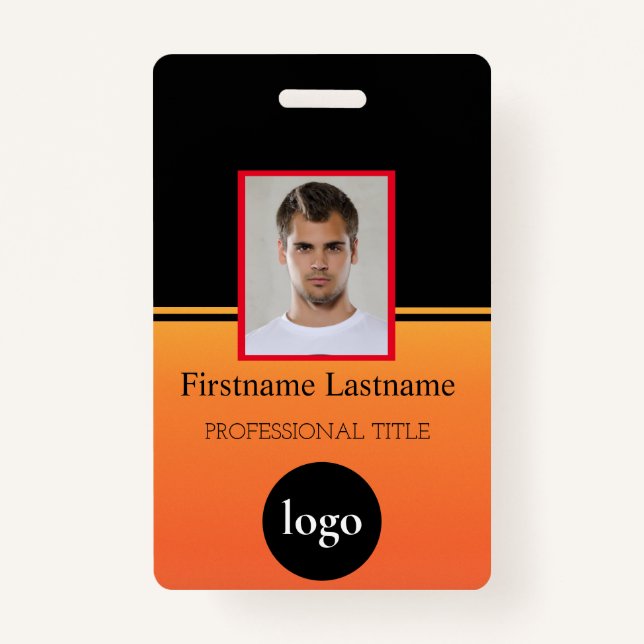 Badge Employé personnalisé - Photo, code-barres, logo, n (Devant)