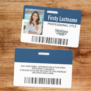 Badge Employé personnalisé - Photo, code-barres, logo, n