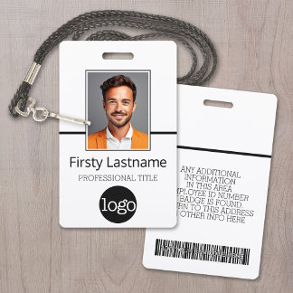 Badge Employé personnalisé - Photo, Code-barres, Logo, N
