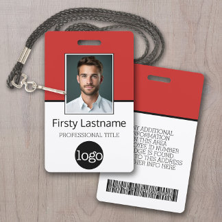 Badge Employé personnalisé - Photo, code-barres, logo, n