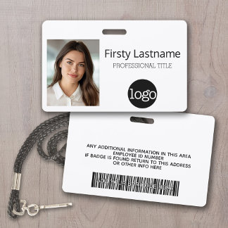 Badge Employé personnalisé - Photo, code-barres, logo, n