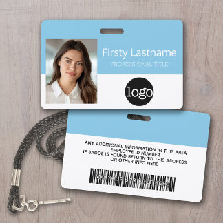 Badge Employé personnalisé - Photo, code-barres, logo, n