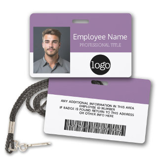 Badge Employé personnalisé - Photo, code-barres, logo, n