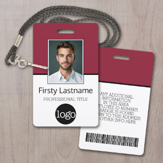 Badge Employé personnalisé - Photo, code-barres, logo, n
