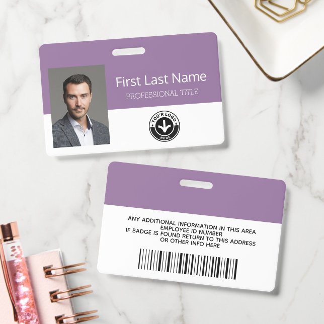 Badge Employé personnalisé - Photo, code-barres, logo, n (Bureau)
