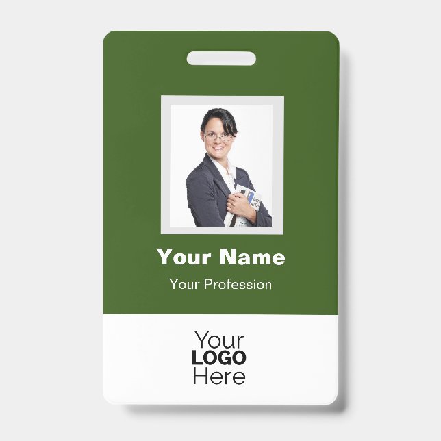 Badge Employé Personnalisé Photo, Code QR, Logo, B (Avant)