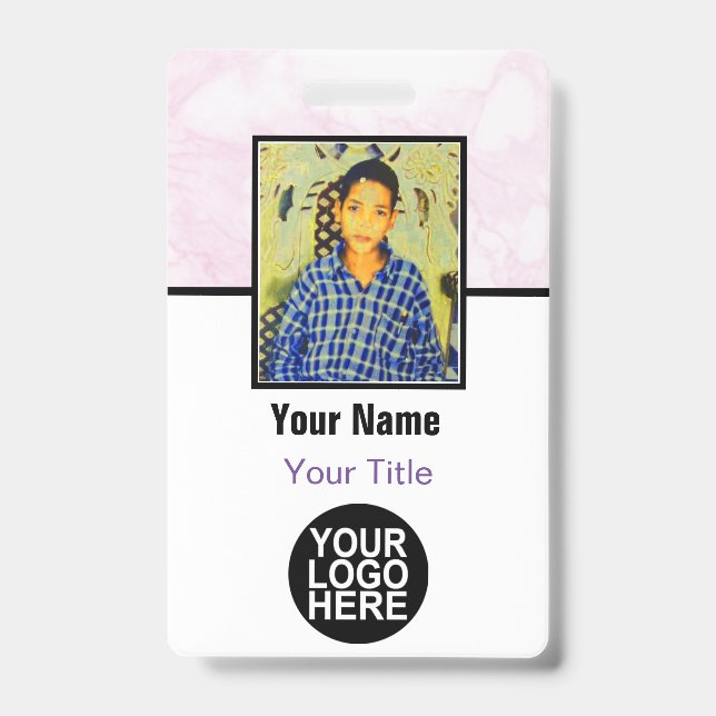 Badge Employé personnalisé - Photo, logo, code-barres et (Avant)