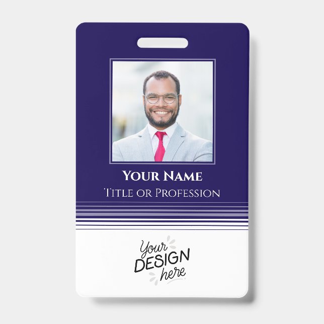 Badge Employé personnalisé, Photo, Nom, Titre, Logo, Cod (Avant)