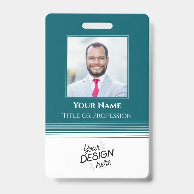Badge Employé personnalisé, Photo, Nom, Titre, Logo, Cod (Avant)