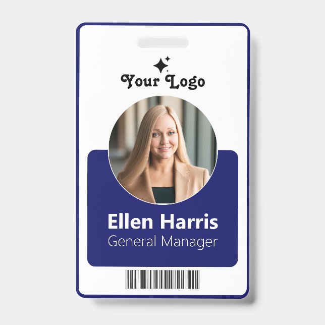 Badge Employé personnalisé | Photo, Titre du travail, QR (Avant)