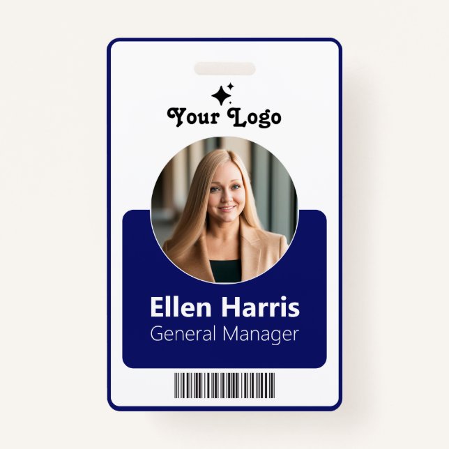 Badge Employé personnalisé | Photo, Titre du travail, QR (Devant)