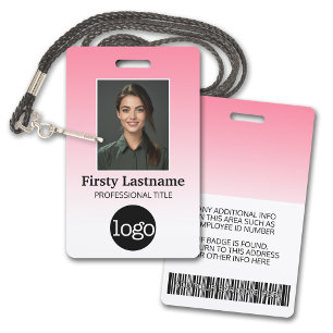 Badge Employé - Photo, Code barre, Logo, Dégradé de n