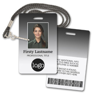 Badge Employé - Photo, Code barre, Logo, Dégradé de nom