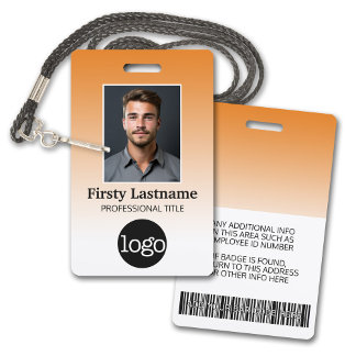 Badge Employé - Photo, Code barre, Logo, Dégradé de nom