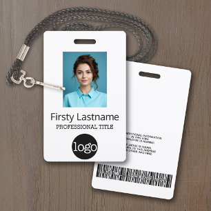 Badge Employé - Photo, code-barres, logo, dégradé de nom