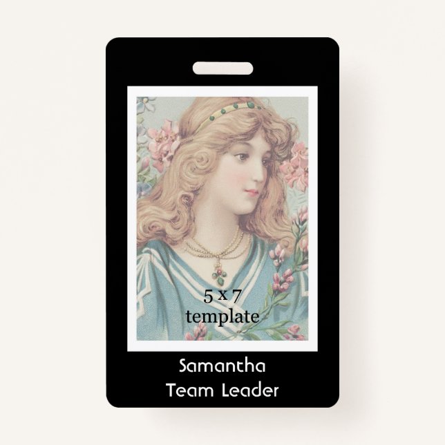 Badge Employé photo noir classique (Devant)