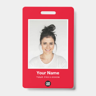Badge Employé Rouge Personnalisé Grande Photo, Cod