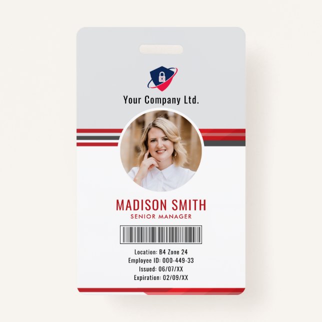 Badge Employee Photo ID Barcode Logo Classic (Devant)
