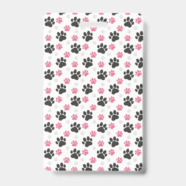 Badge Empreinte de patte de chien Black Pink pour propri (Avant)