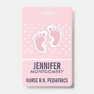Badge Empreintes Bébé Rose Cute