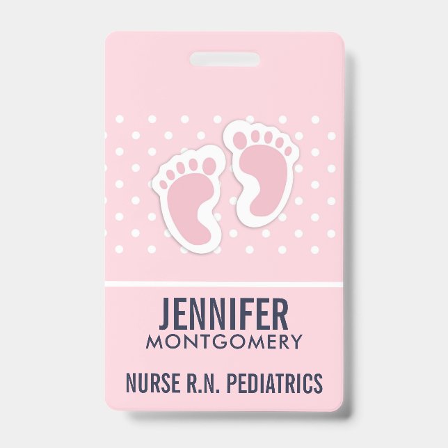 Badge Empreintes Bébé Rose Cute (Avant)