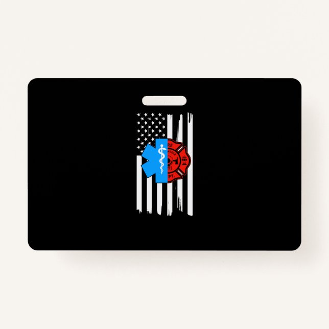 Badge Emt Firefighter American Flag Distressed.Png (Devant)