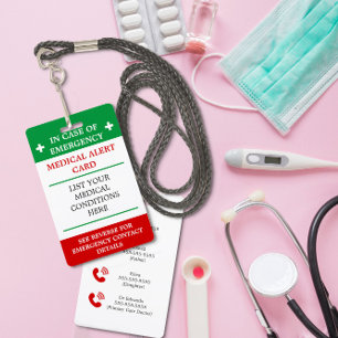 Badge En coque d'urgence maladie carte ICE