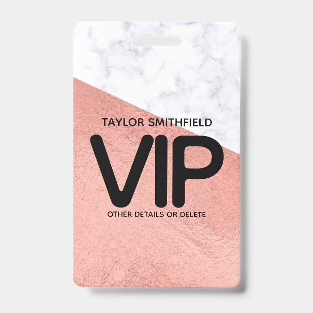 badge en marbre doré Rose à la mode VIP lanyard pe (Avant)