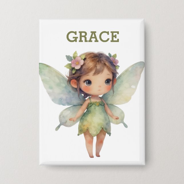 Badge Enchanted Woodland Fairy: pastel green Sprite (Recto)