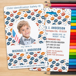 Badge Enfant ID d'urgence modèle de football Photo pour
